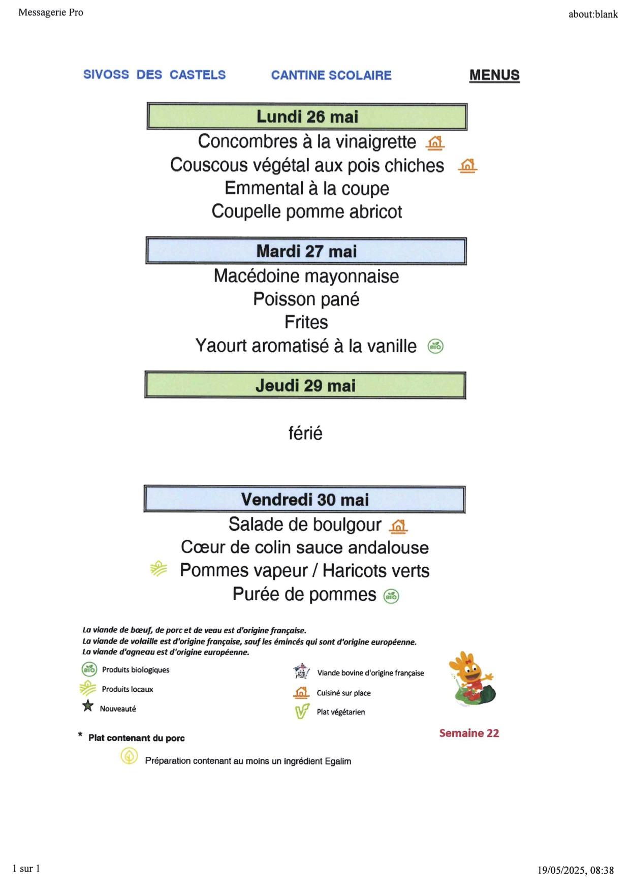 Menu 26 au 30