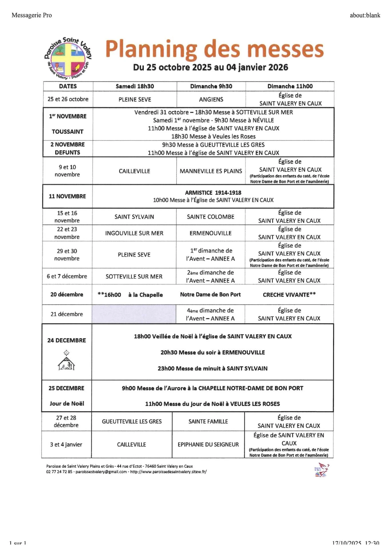Messe 25 10 au 4 01 26
